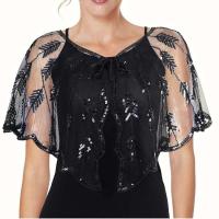 Bufanda de lentejuelas retro con cuentas de los años 20, camisón estilo Flapper vintage, sábana bordada de malla transparente, accesorios de fiesta Bolero - details 0