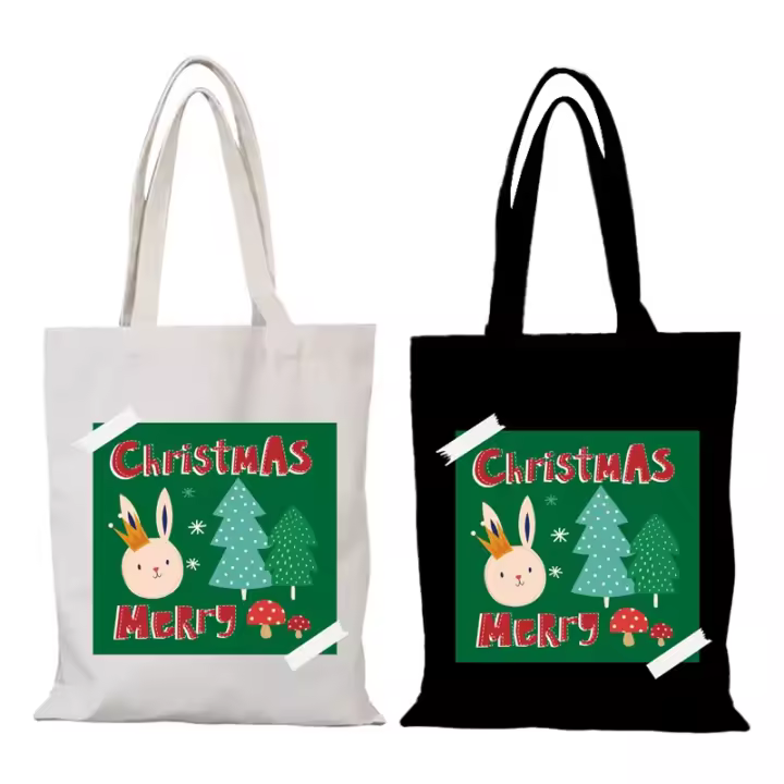 Bolso de compras para hombre de dibujos animados, bolso de mano de lona, ​​regalo de Año Nuevo, Feliz Navidad, bolso de compras, bolsos para mujer, bolso ecológico - 1