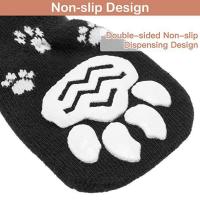 4 unids/set calcetines antideslizantes transpirables para perros, calcetines suaves de algodón con protección para patas de mascotas, ajustables con patrón de pata, calcetines antideslizantes impermeables para perros - details 3