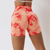 Pantalones cortos de yoga con tie dye para mujer FKAFIT leggings deportivos sin costuras con elevación de cadera material de nylon para actividades al aire libre - details 7