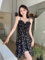 Vestido camisola floral francés Pure desire, temperamento femenino de verano, cintura dulce, Falda corta delgada de línea A, versátil - details 1