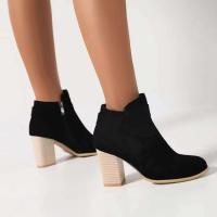Botas de tobillo Chelsea con nudo de corbata para mujer Zapatos cortos con tacón plegable y punta cerrada - details 3