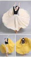 Falda baile gasa flamenca para mujer, faldas largas Color sólido 720 grados, ropa práctica bailarina, falda de estilo chino con - details 24