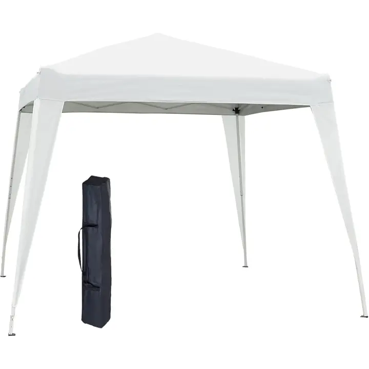 Plegable 2,4x2,4m Cenador de Jardín Impermeable Diseño Pop Up de Acero y Cubierta de Tela Oxford Gazebo para Exterior Blanco - 1