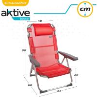 Playa Plegable, 5 Posiciones, Rayas Multicolor, 48x60x90 cm, Incluye cojín Acolchado, Asa Hombro, Soporta 110 kg, Topes antivuelco, Multiposición, Respaldo reclinable (62675) - details 9