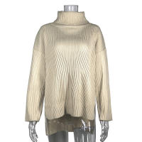 Primavera mujer cuello alto holgado jersey color sólido casual versátil suéter mujer - details 6