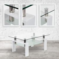 Mesa Moderna de Centro con Tapa de Cristal Transparente y Base de Metal Negro (100x60 cm) - details 12