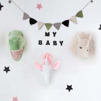 Nordic Style Cartoon Animals Head Wall Decor Stuffed Dinosaur Unicorn Dolls Soft Plush Toys Hanging Pendant Girls Room Ornament - details 0