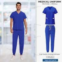 uniforme médico para mujer, artículos de enfermería, uniformes quirúrgicos, Tops de manga corta con cuello en V, pantalones para correr, conjuntos de exfoliante para hombre - details 13