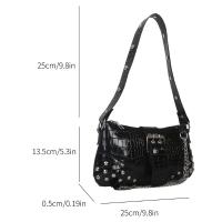 Bolso gótico de mujer retro con correa de cuero con cremallera, casual - details 8