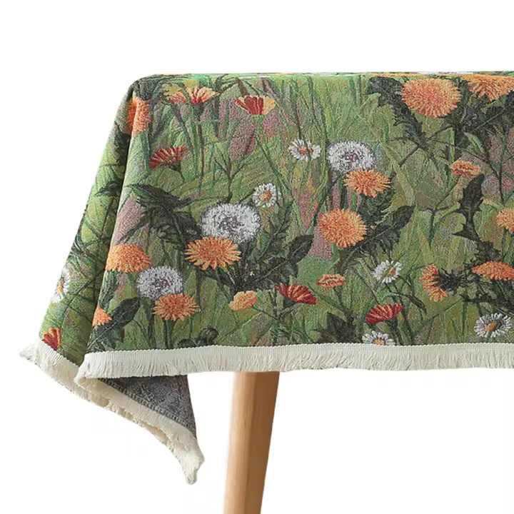 Mantel Decorativo de Estilo Pintura al Óleo Resistente a Manchas, Forma Cuadrada, Diseño Floral de Oliva Verde Botánico Ideal para Bodas y Cocinas - 1