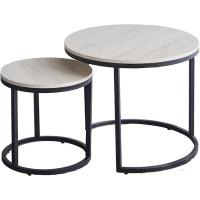 Conjunto de Mesa de Centro Redondo de Madera Tables de Café y Té-Claro - details 17