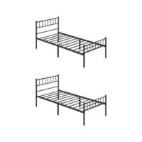 Cama de Metal Moderna con somier, Cama Doble/Individual, Marco de Cama con cabecero, Cama de Invitados, Cama Juvenil, para Dormitorio, habitación de Invitados, 90 x 190 cm/Blanco - details 13