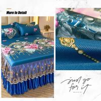 Funda de Cama de Encaje Clásico Royal Blue 2/3 Pcs Lavable con Banda Elástica - details 0