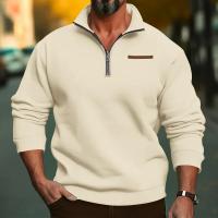 Jersey de cuello alto de terciopelo para hombre, suéter informal de color sólido, media cremallera, talla grande, tendencia de invierno - details 37