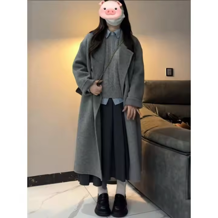 Chaqueta de lana de alta gama para mujer estilo Hepburn, tendencia casual de invierno, con forro de seda - 1