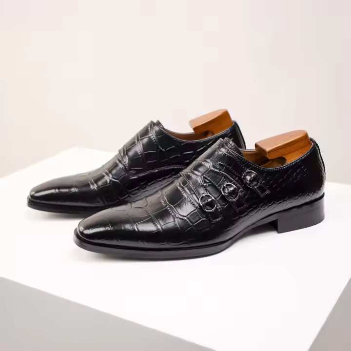 Zapatos de cuero transpirables de vestir para hombre con relieve. - 1