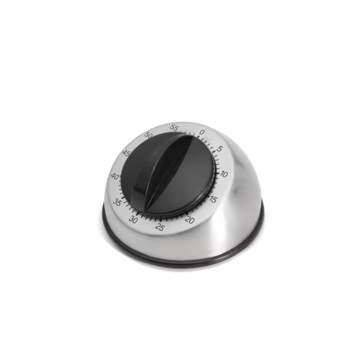 Temporizador mecánico de 60 minutos, cosas útiles, anillo largo y fuerte, temporizador de cuerda en sentido horario, temporizador de cuenta regresiva de acero inoxidable - 1