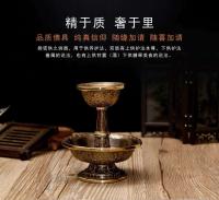Soporte de cobre puro nepalí tallado a mano con incrustaciones de oro, soporte de lámpara de mantequilla de estilo tibetano, precio especial, tamaño a elegir - details 5