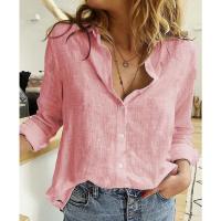 Camisas de ocio blancas y amarillas, cárdigan con solapa y botones, Top holgado de manga larga para mujer, talla grande Blo, tipo túnica informal - details 1