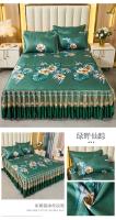 Juego de Sábanas de Dormitorio de Doble Cama de Encaje Clásico de Cuero Royal Azul 3Pcs - details 21
