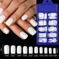 Set completo de decoración artificial acrílica para uñas de mujer, cuadrado blanco, 100 UDS, 10 tamaños para presionar en las uñas - details 2