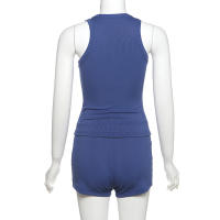 BUNO-chándales informales para Mujer, conjunto de 2 piezas, chalecos cortos elásticos con cuello en U y pantalones cortos acanalados, ropa deportiva concisa para gimnasio - details 49