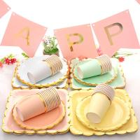 Vajilla Desechable de Papel con Encaje Platos y Tazas para Boda, Fiesta de Cumpleaños, Babería - details 0