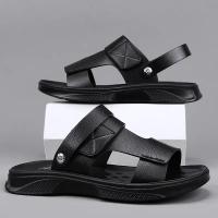 2025 nuevas sandalias de piel de vaca de primera capa zapatos de playa de cuero transpirable para hombres casual suela suave de mediana edad y ancianos papá zapatos de los hombres. - details 14