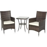 Conjunto de Muebles Ratán para Jardín Formado por 1 Mesa y 2 Sillones con Cojines Estructura de Metal y Ratán Marrón - details 0