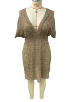 Mini vestido de playa de ganchillo con cuello en V, cubierta de punto de manga corta para mujer, túnica ligera de verano para traje de baño - details 2