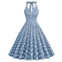 2025 nuevo Hepburn verano Vintage lunares mujeres Halter elegante fiesta 50s 60s Rockabilly Pin Up túnica Swing vestido de cola - details 37
