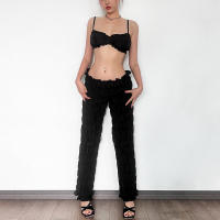 BUNO-Chándal de verano para mujer, Tops cortos deportivos informales sexis sin mangas + Leggings fruncidos de cintura alta, ropa de calle firme a juego - details 4