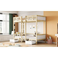 Cama de Alma de Madera 200*90 cm 2 en 1 Cama-Escritorio Autoconstruida, Tres Cajones Grandes - details 11