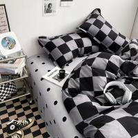 Juego de funda nórdica a cuadros negra y gris, ropa de cama Reversible con rejilla geométrica, funda de edredón suave para niños, adolescentes y adultos, decoración de dormitorio - details 10