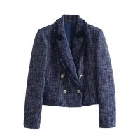 BUNO-Chaqueta de traje de Tweed para mujer, de doble botonadura Chaqueta corta, abrigo ajustado, Tops informales, Blazers de lana para mujer, ropa de calle, Otoño e Invierno - details 3