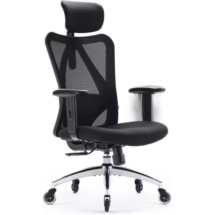 Silla de Oficina Ergonómica Giratoria de Malla Transpirable con Ruedas Silenciosas Antideslizantes - 1