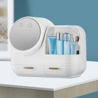 Organizador de cosméticos con espejo, caja de belleza con luz y tapa a prueba de polvo, luz LED, carga USB - details 4