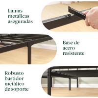 Elias 135x190 cm - Somier de Metal con cabecero - Altura 30 cm - Cama con somier de láminas de Metal - Fácil Montaje - Espacio de Almacenamiento Debajo de la Cama - Diseño Moderno - Negro - details 6