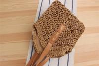 Mochila de hombro de cuerda de papel tejida de hierba para mujer, bolso de playa para vacaciones, nueva moda hecha a mano - details 7