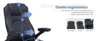 Silla de oficina ergonómica con capacidad de carga de 200 kg, silla de escritorio de cuero PU con soporte lumbar y reposabrazos abatibles, respaldo alto, para el hogar y la oficina, negro - details 3