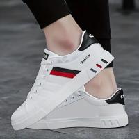KOONEXY Zapatillas de deporte casuales de caña baja para hombre - Blancas con detalles de rayas, forro de tela transpirable y comodidad acolchada para deportes al aire libre y atuendos casuales para todas las estaciones, diseño de zapatos elegante, calzad - details 8