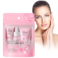 3 unids/set Japón Sakura cuidado de la piel conjunto coreano cara suero crema de esencia hidratante reparación crema de ojos cosméticos cuidado de la piel conjunto - details 1
