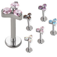 1Pc G23 titanium de la Piedra del zircon de triángulo labret stud helix cartílago de la oreja pendientes labio anillo bar joyería piercing del cuerpo - details 1
