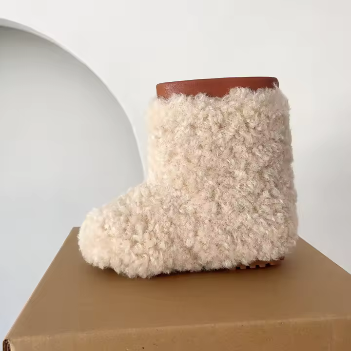 Botas de nieve para niños Zapatos de algodón para bebés de invierno Botas cortas Botas peludas para niñas - 1