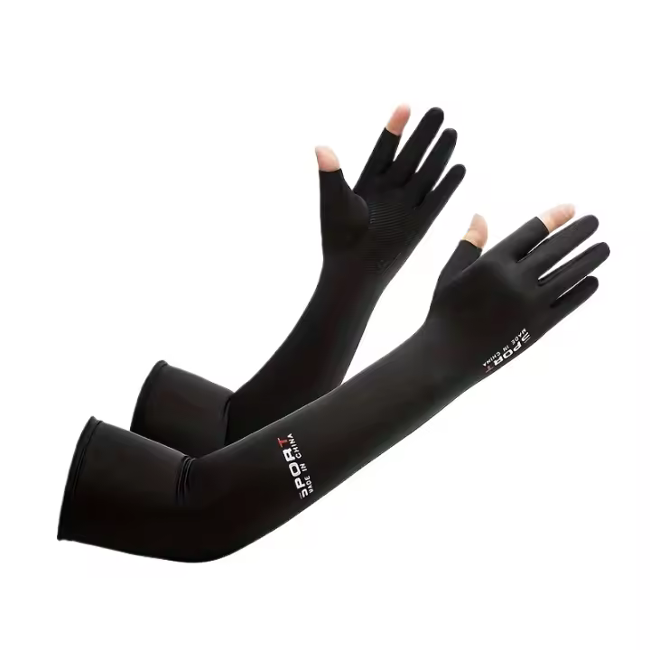 1 par de mangas de protección UV refrigeradas, guantes de ciclismo al aire libre para el verano, cubiertas de manga delgadas de 2 dedos extendidos, material de nylon 100.00%, material PA, 190g/ ㎡ , lavable a mano - para hombres y mujeres, guantes de - 1