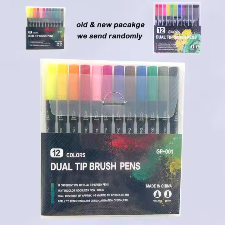 Set de Marcares de Acuarela de 12/24/36/48 Colores Pluma de Pincel Doble Punta y Pluma de Dibujo de Línea Fina Suministros de Arte Escolar - 1