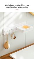 Jabonera De Pared Escurridor Jabonera Lavabo Baño Multifuncional Pequeños Ganchos Jabonera Estante - details 3