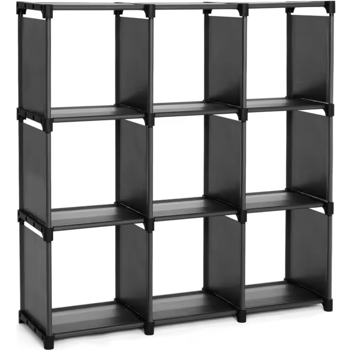 Estantería Modular 9 Cubos, Librería Abierta, Armario para Estudio, Estantería Almacenaje en Sala de Estar, Negro - 1