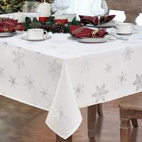 Mantel rectangular de Navidad, decoración de copo de nieve blanco, mantel impermeable, cubierta de mesa de vacaciones, decoración de fiesta y Cena - details 0